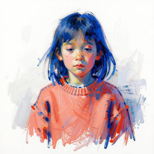 Expressionist Semi-Abstract Child Portrait