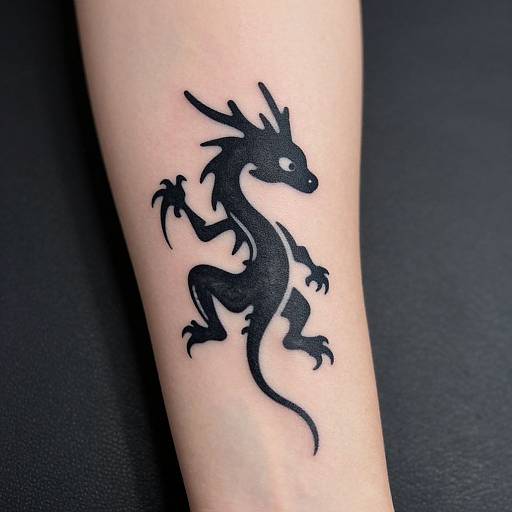 Minimalistic Tribal Baby Dragon Tattoo