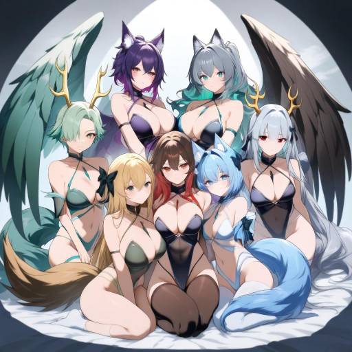 Colorful Fantasy Girls with Animal Features