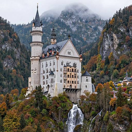 Majestic Bayern Castle in Autumn Alps