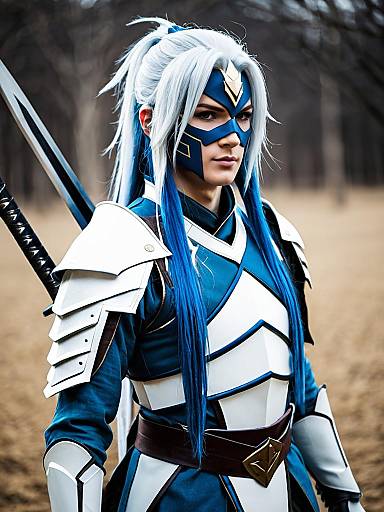 Lifestyle costume photo of Hakumen. Cosplay clothes