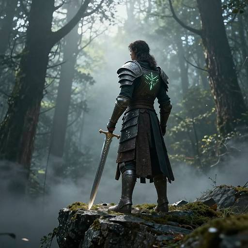 Guardian on Rugged Cliff in Fantasy