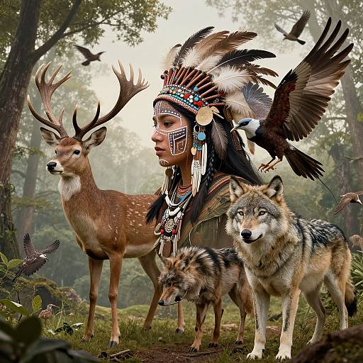 Tribal Harmony: Woman and Nature Unity