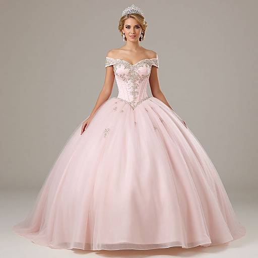 Elegant Blonde in Pink Quinceañera Dress