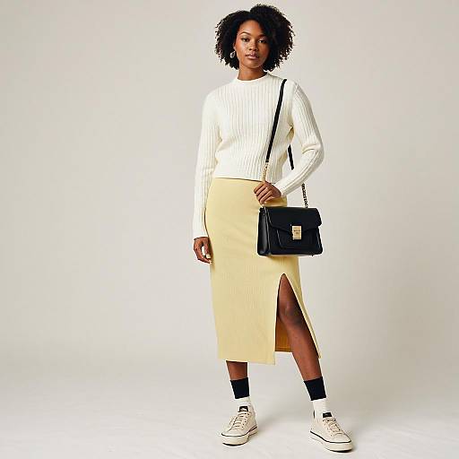 Casual Chic Woman in Pastel Outfit