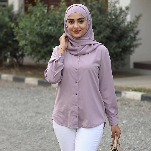 Young Woman in Light Purple Hijab