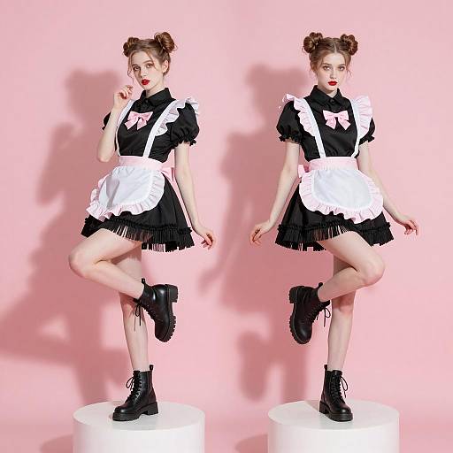 Elegant Maid in Pink Background