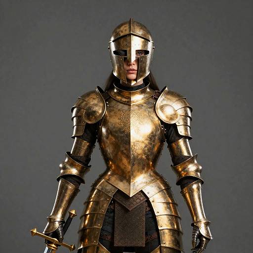 Realistic Golden Plate Female Paladin