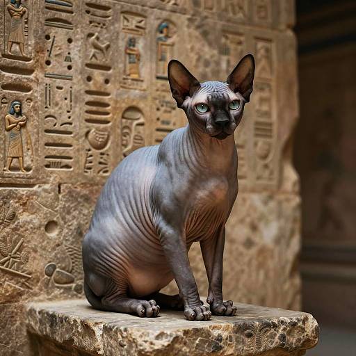Regal Buff Sphynx Cat on Pedestal
