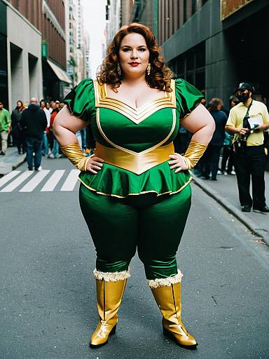 Plus Size Celebrity in Green Costume