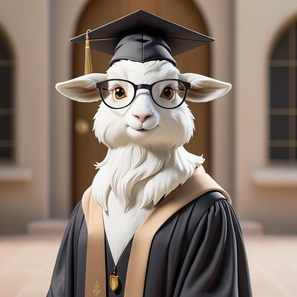 Wise Goat in Academic Attire Animation