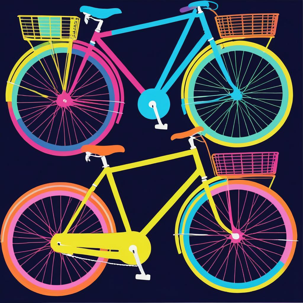 Neon Vintage Bicycle in Warhol Style