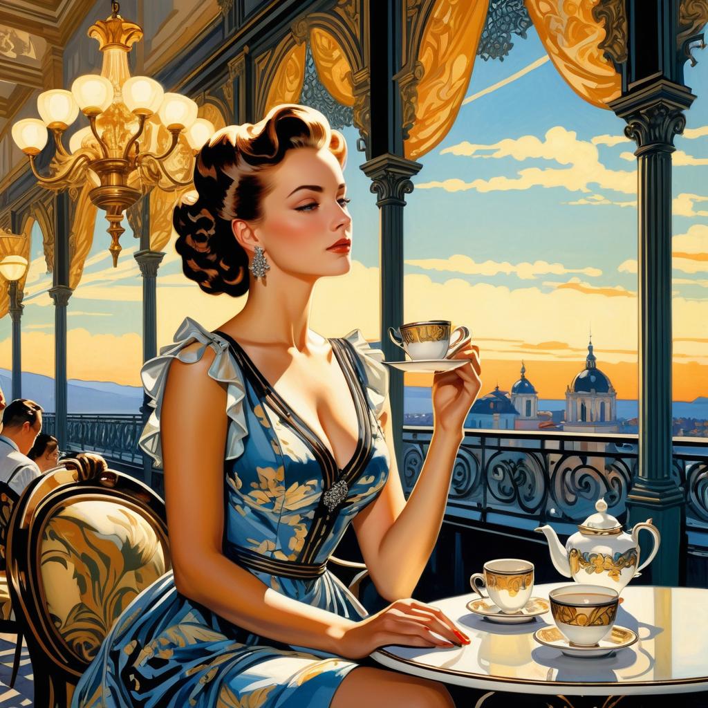 Elegant Woman in Vintage Tea Dress