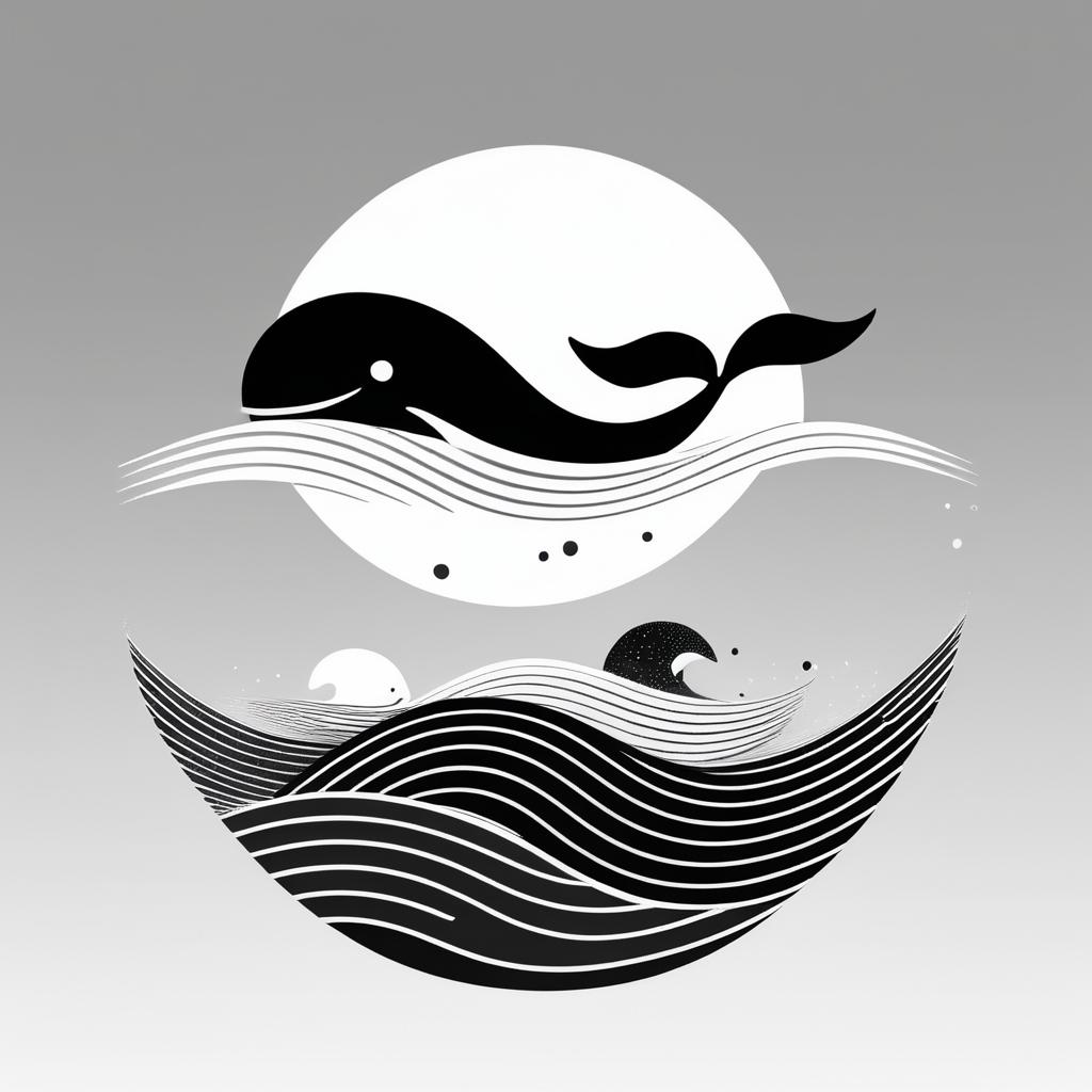 Minimalist Kawaii Whale Logo Design