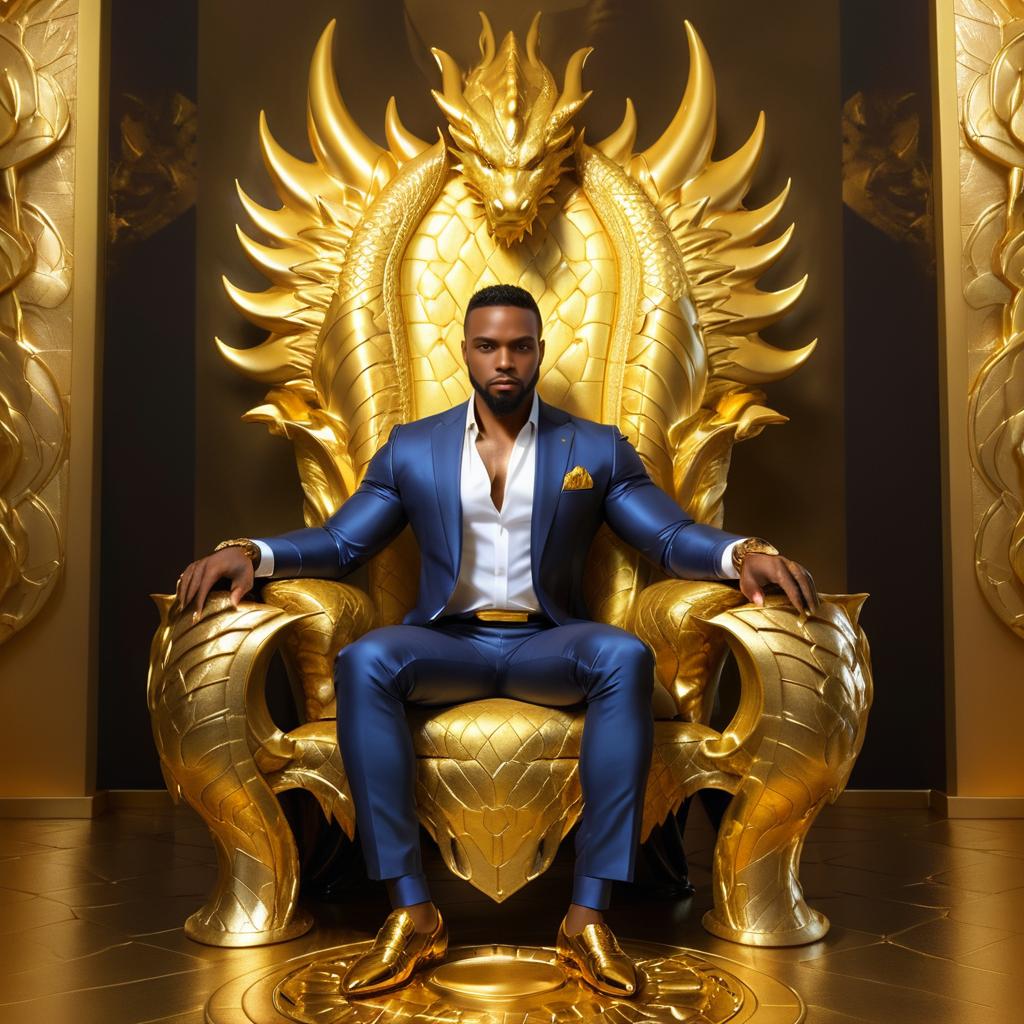 Majestic Dragon on African Gold Throne