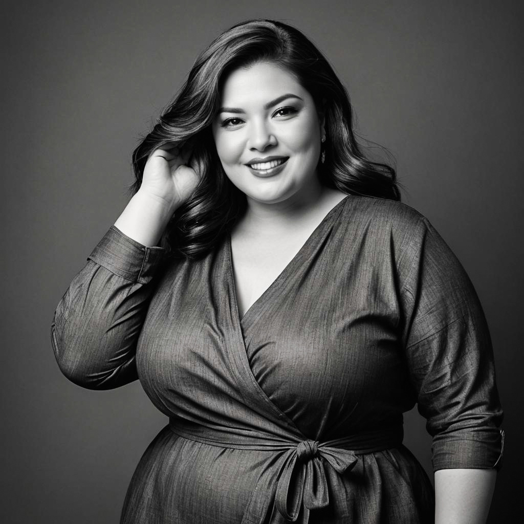 Cheerful Plus-Size Woman Photo Shoot