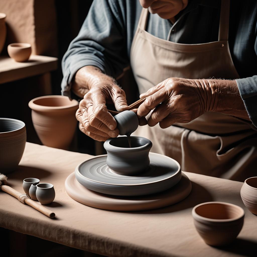 Elderly Artisan: Pottery Crafting in Detail