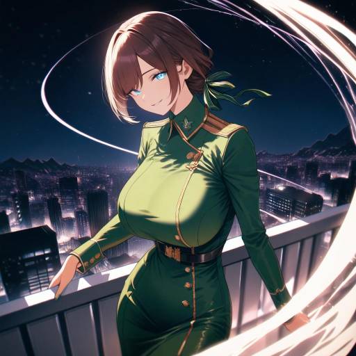 Aesthetic Anime Girl on Rooftop at Night