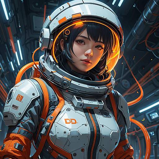 Anime Girl in Futuristic Astronaut Suit