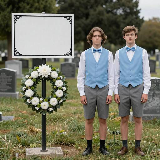 Young Men in Cemetery Portrait