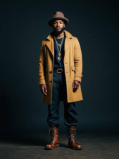 Quirky Dark-Skinned Man in Full-Body Costume