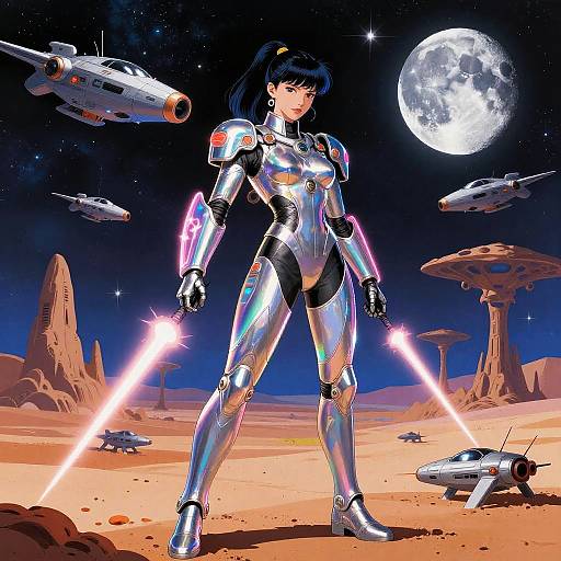 80s Retro Futurism Space Battle