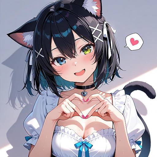 Expressionless Cat Girl with Accessories