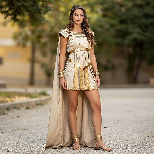Solo Girl in Roman Costume Outdoors