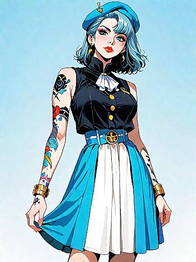 Stylish Retro-Inspired Woman in Indoor Scene