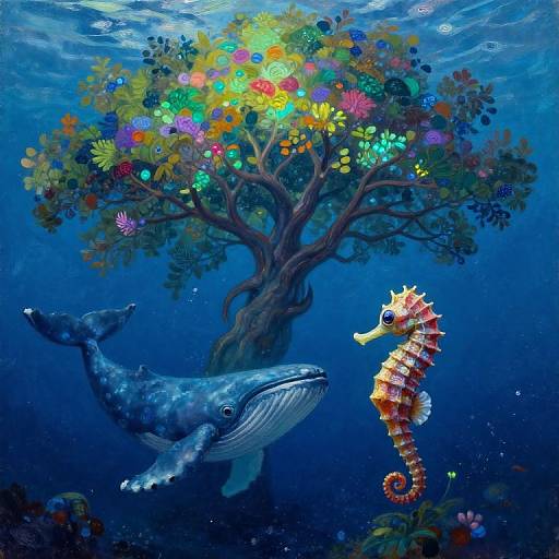 Surreal Oceanic Tree and Sea Creature