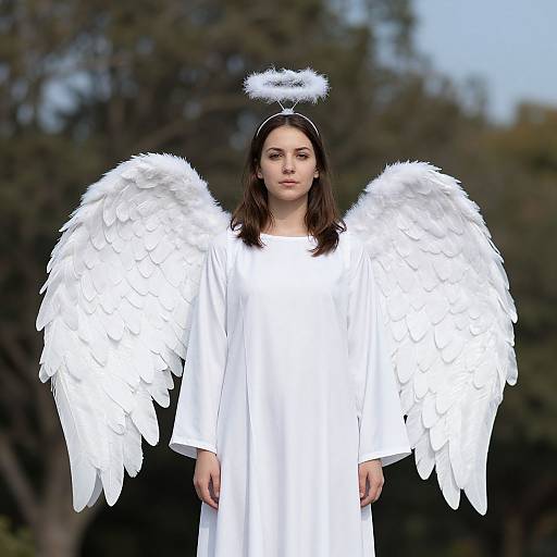 Adult Angel Costume with White Wings