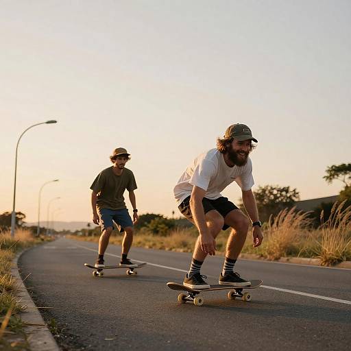 Skateboarding Bearded Men at Sunset
