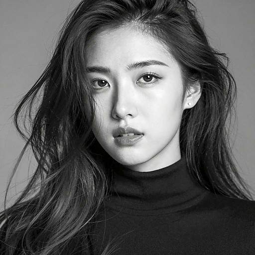 Black and White Portrait of Woman with Tousled Hair