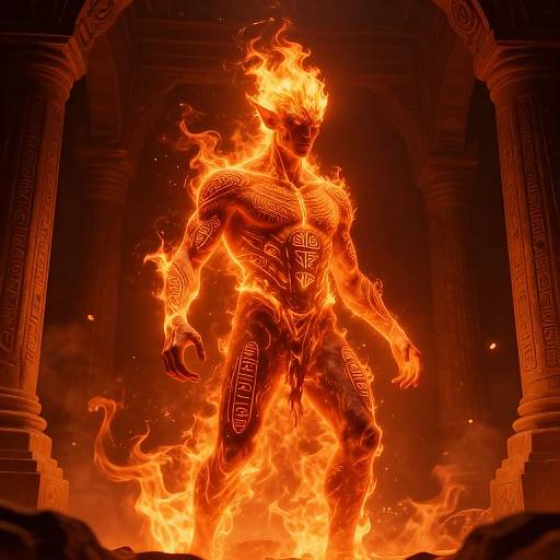 Ancient Fire Genasi in Desert Temple