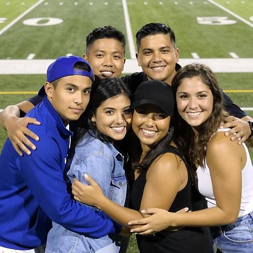 Group Hug on a Football Field