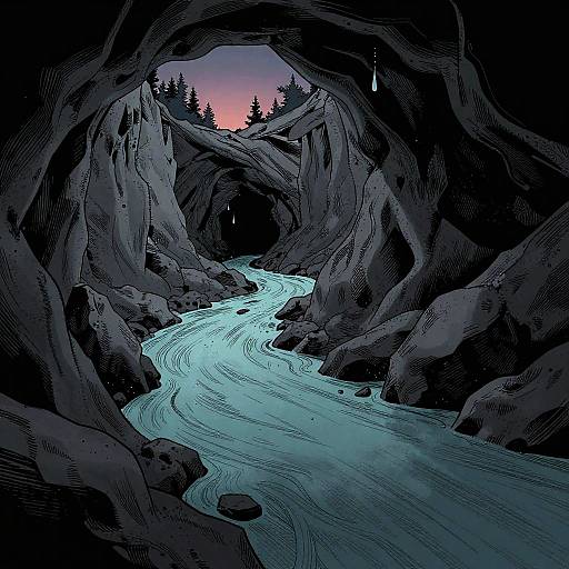 Graphic Novel Underground River Scene