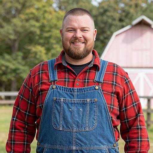 Smiling Stocky Man in Redneck Outfit