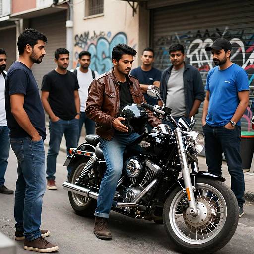 Urban Motorcycle Enthusiasts in Gritty Alley