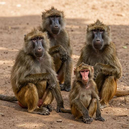 Baboons in Sunlit Dry Environment