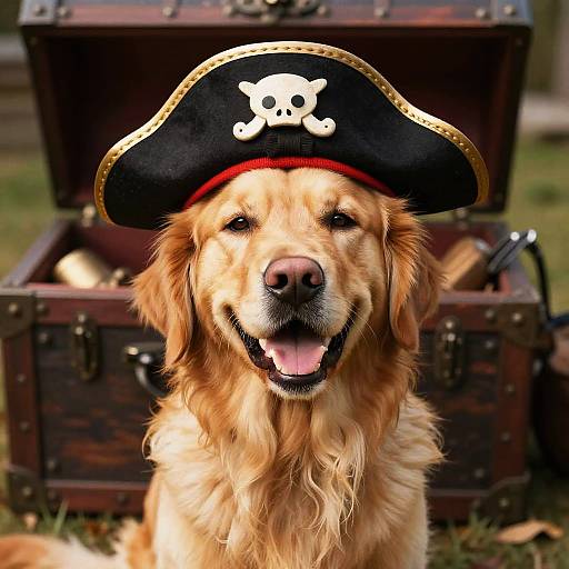Cheerful Golden Retriever Pirate