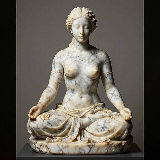 Realistic Marble Statue of Meditating Woman