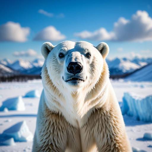 Realistic Polar Bear in Snowy Landscape