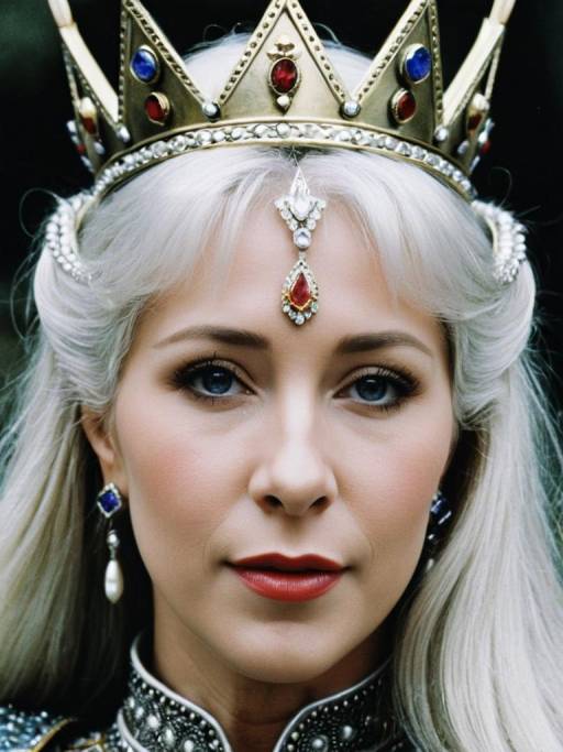 Close-up of Woman Wearing Royal Crown and Costume