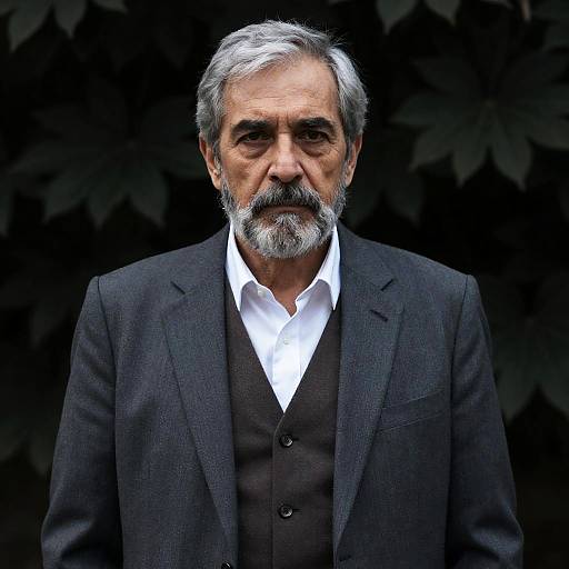 Elderly Man in Gray Suit Portrait