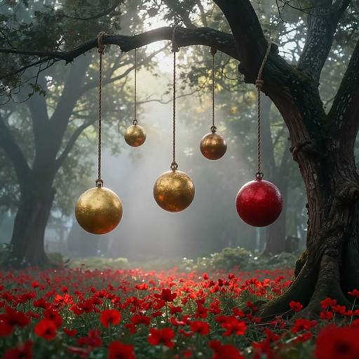 Ethereal Spheres in Forest Clearing