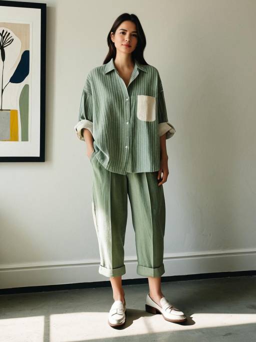 Chic Casual Fashion in Art Gallery