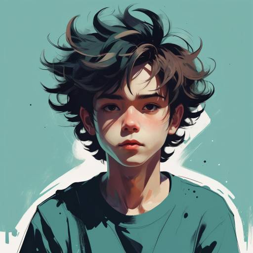 Whimsical Boy in Animated Minimalism Whimsical Boy in Animated Minimalism