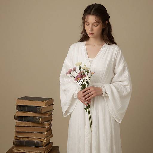 Mystical Woman with Vintage Books
