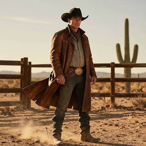 Rugged Western Cowboy in Desert
