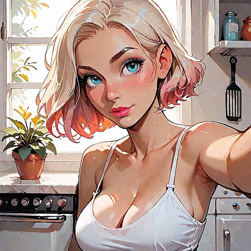 Casual Indoor Portrait of Tan-skinned Woman